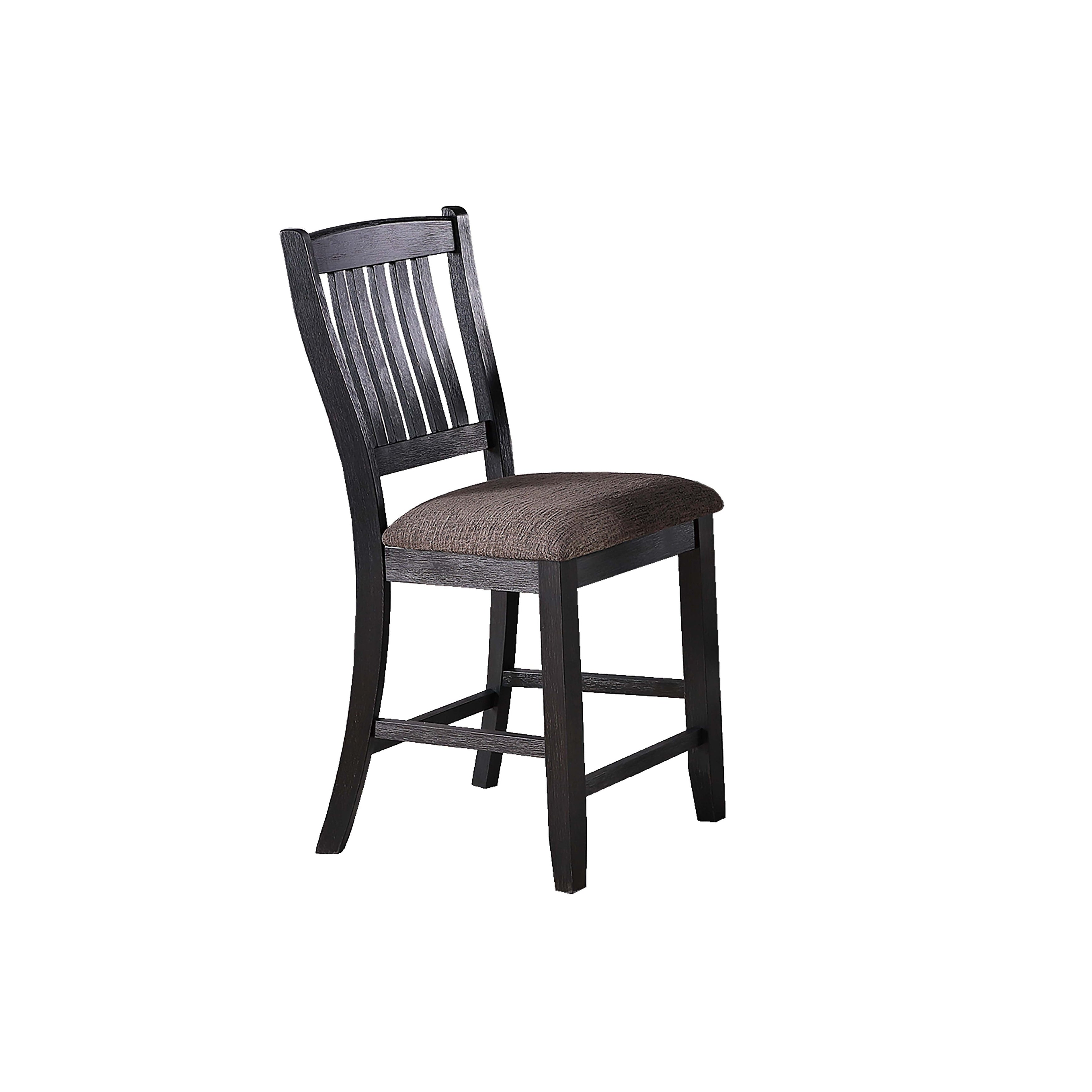 Contemporary Style Dining Chairs Counter Height Slat Back Black Finish