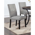 Contemporary Style Dining Chairs Nailhead Trim Gray Finish