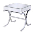 Contemporary Style Metal And Mirror Square End Table Silver