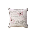Contemporary Style Set Of 2 Throw Pillows With Butterfly Motifs Natural