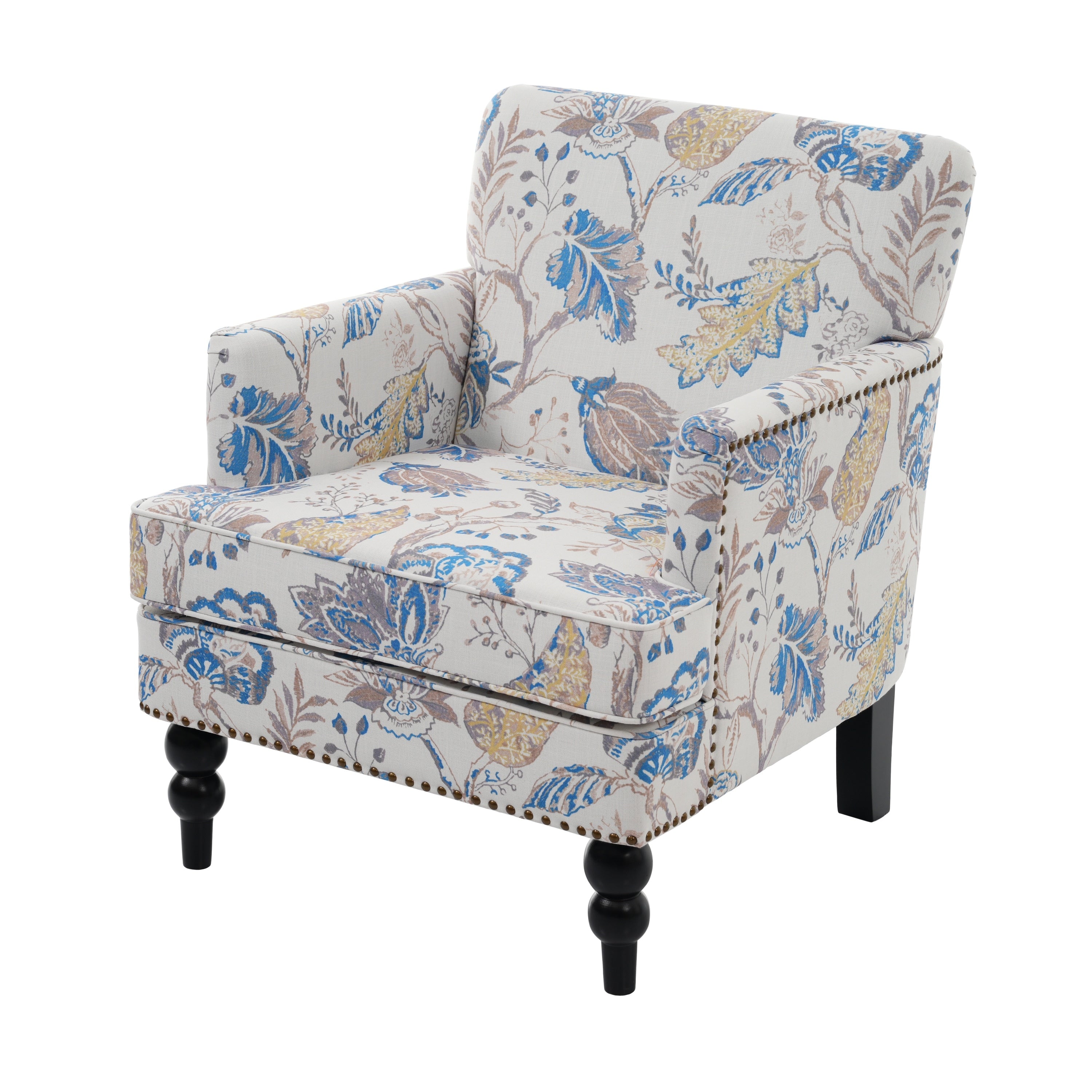 Contemporary Style Tufted Club Chair With Smooth Upholstery And Beautifully Turned Legs