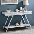 Contemporary Style White 1Pc Sofa Table High Gloss Finish Chrome Frame Console Table Gorgeous Living Room Furniture