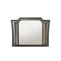 Contemporary Style Wooden Decorative Mirror With Led Lights Gray