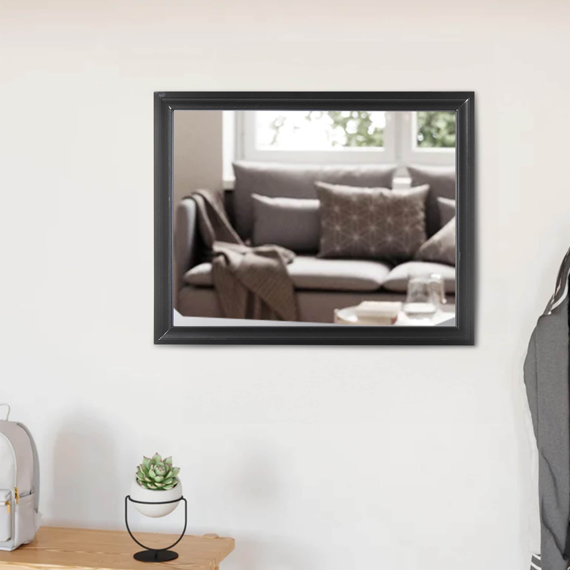 Contemporary Style Wooden Mirror With Raised Frame Black