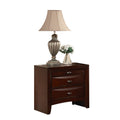 Contemporary Style Wooden Nightstand With Three Drawers And Metal Knobs Brown