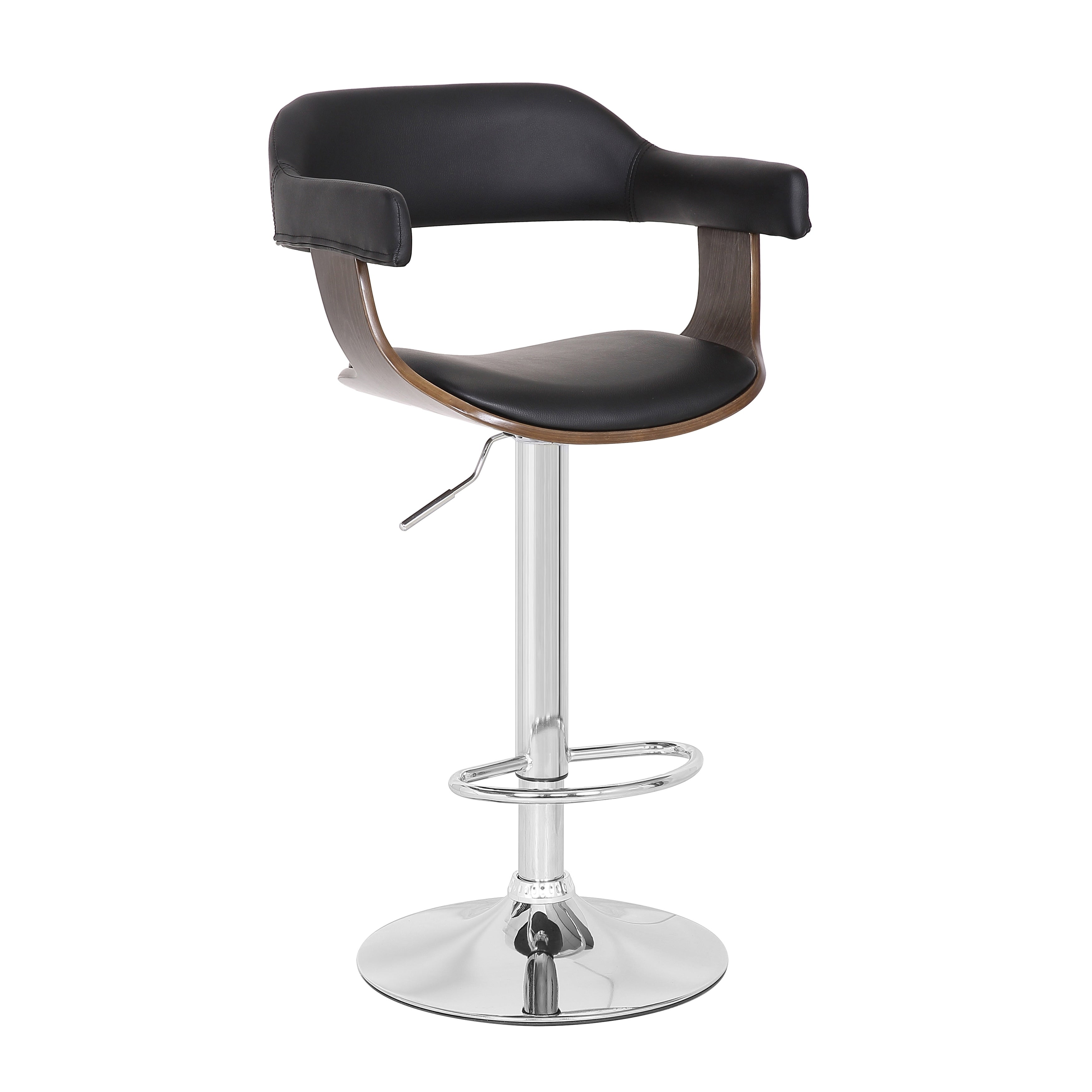 Contemporary Swivel Adjustable Oak Wood Barstool