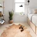 Contemporary Tan Gold Faux Cowhide Rug With Metallic Accents 5 X 66