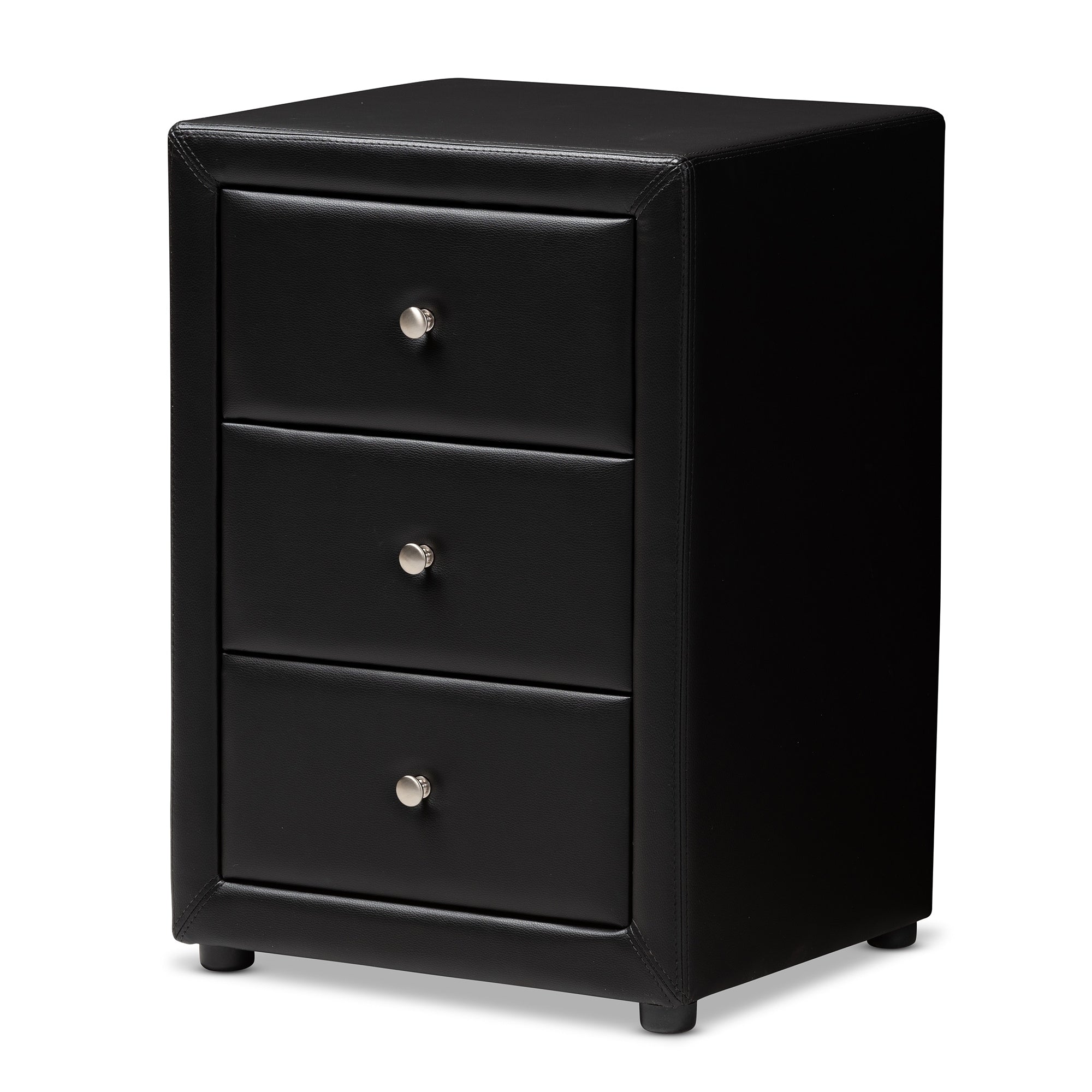 Contemporary Upholstered 3 Drawer Nightstand By Baxton Studio