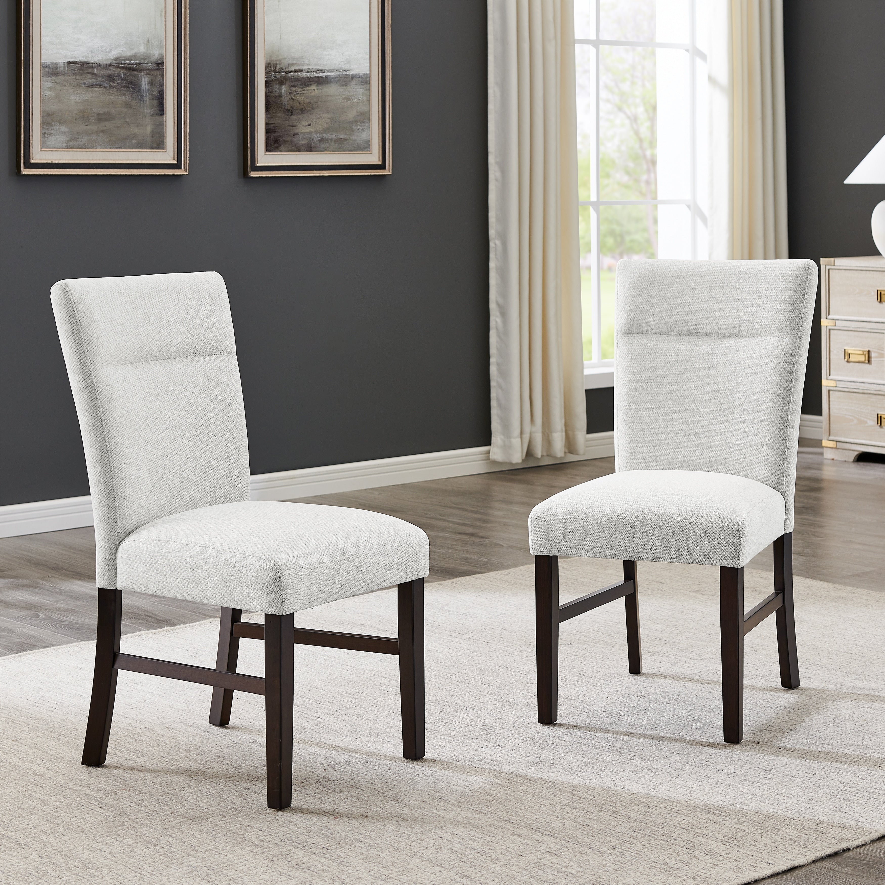 Contemporary Upholstered Dining Chairs Set Of 2 Gray