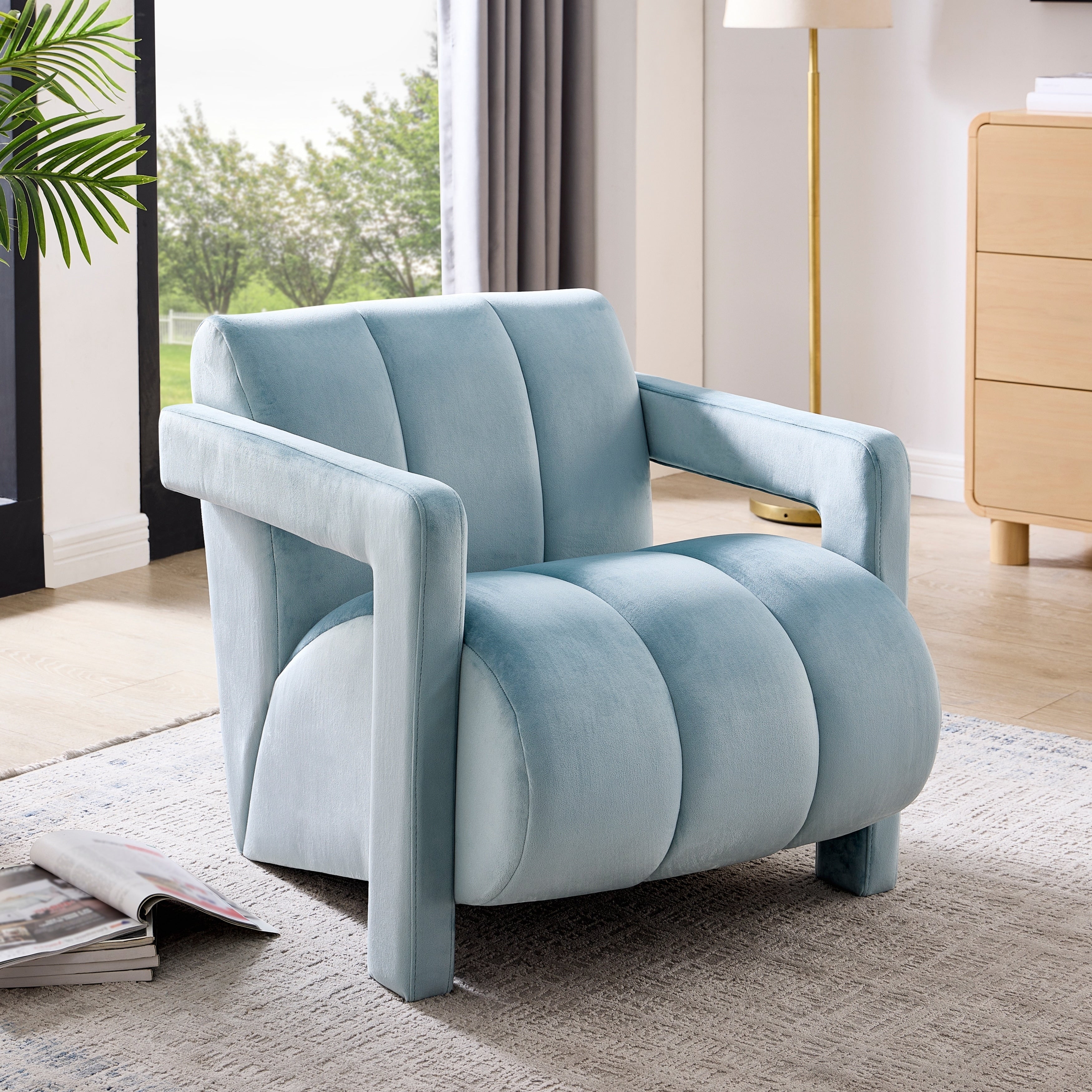 Contemporary Velvet Accent Armchair 28.25 W X 32.75 D X 28 H