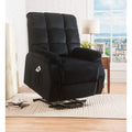 Contemporary Velvet And Metal Recliner With Power Lift Black