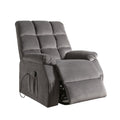 Contemporary Velvet And Metal Recliner With Power Lift Gray