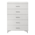 Contemporary White 5 Drawer Storage Chest Wooden Bedroom Essential