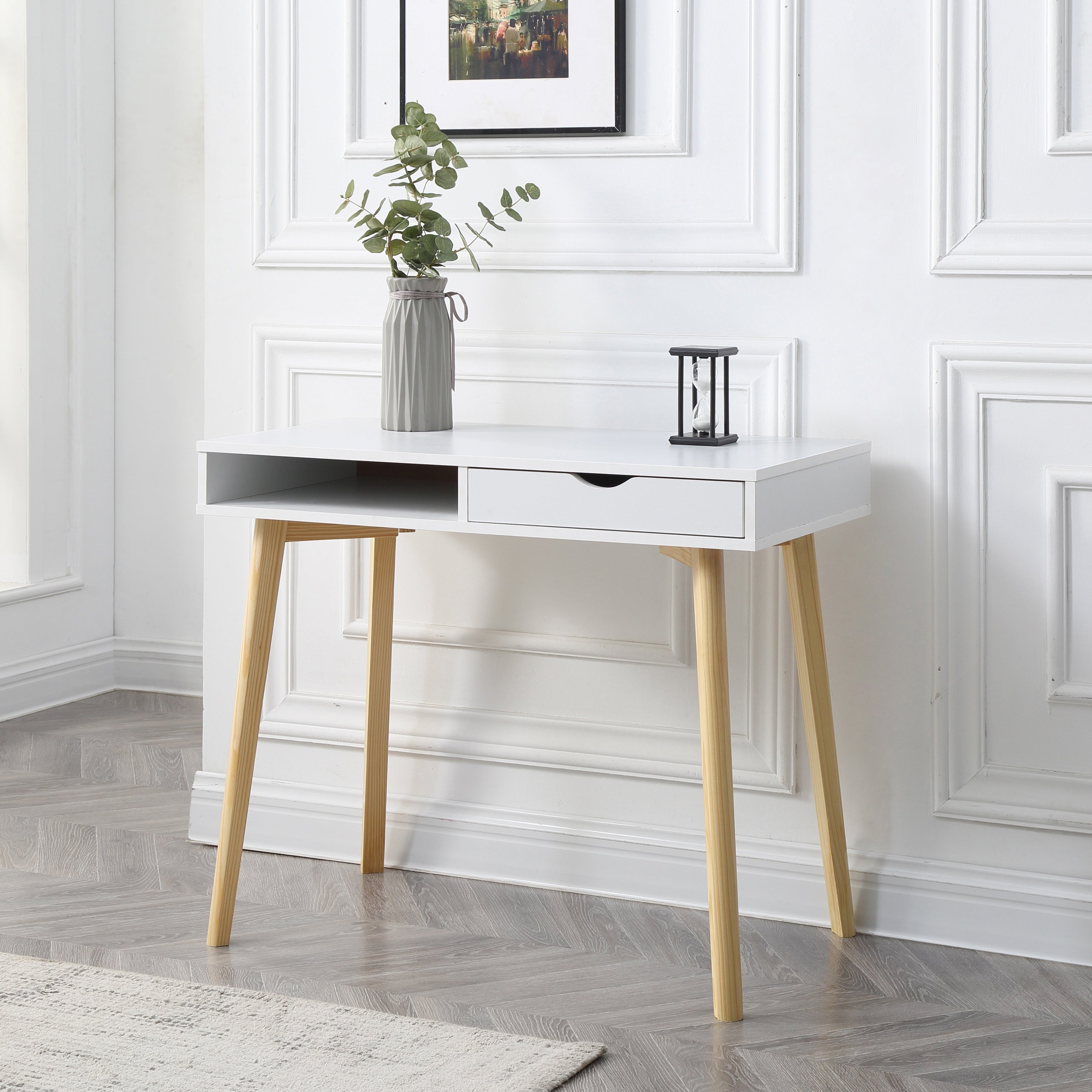 Contemporary White Austin Home Office Desk With Storage Drawers