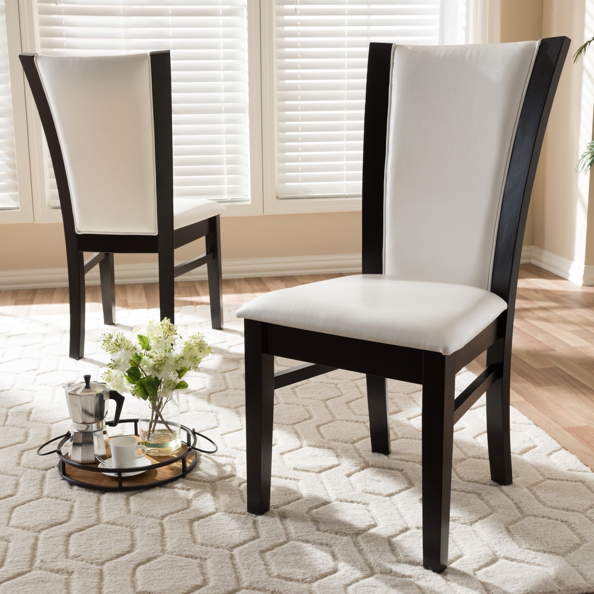 Contemporary White Faux Leather Dining Chair Set By Baxton Studio