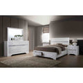 Contemporary White Finish 4 Pc Bedroom Set With Footboard Drawers