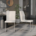 Contemporary White Finish Padded Side Chairs Set