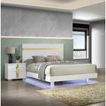 Contemporary White Led Bed Two Nightstands 3Pc Bedroom Set