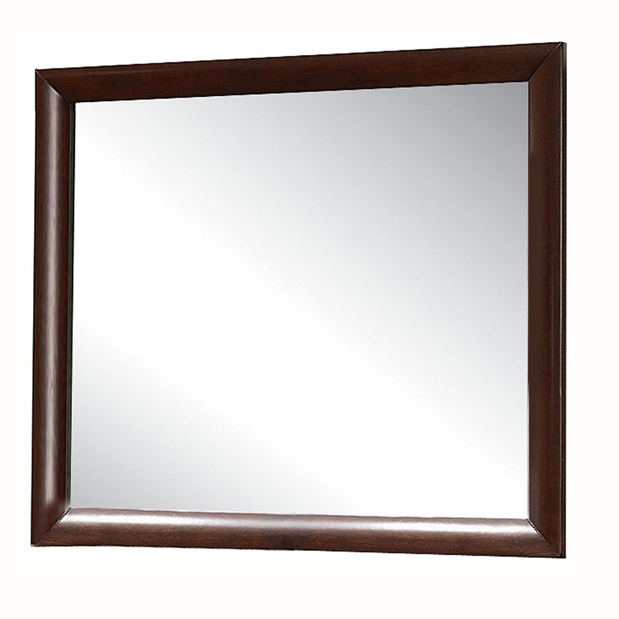 Contemporary Wooden Mirror With Rectangular Shape Brown And Silver