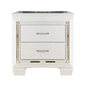 Contemporary Wooden Nightstand With 2 Drawers And Led Lighting White