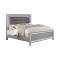 Contemporary Wooden Queen Size Bed With Ornate Bun Feet Silver