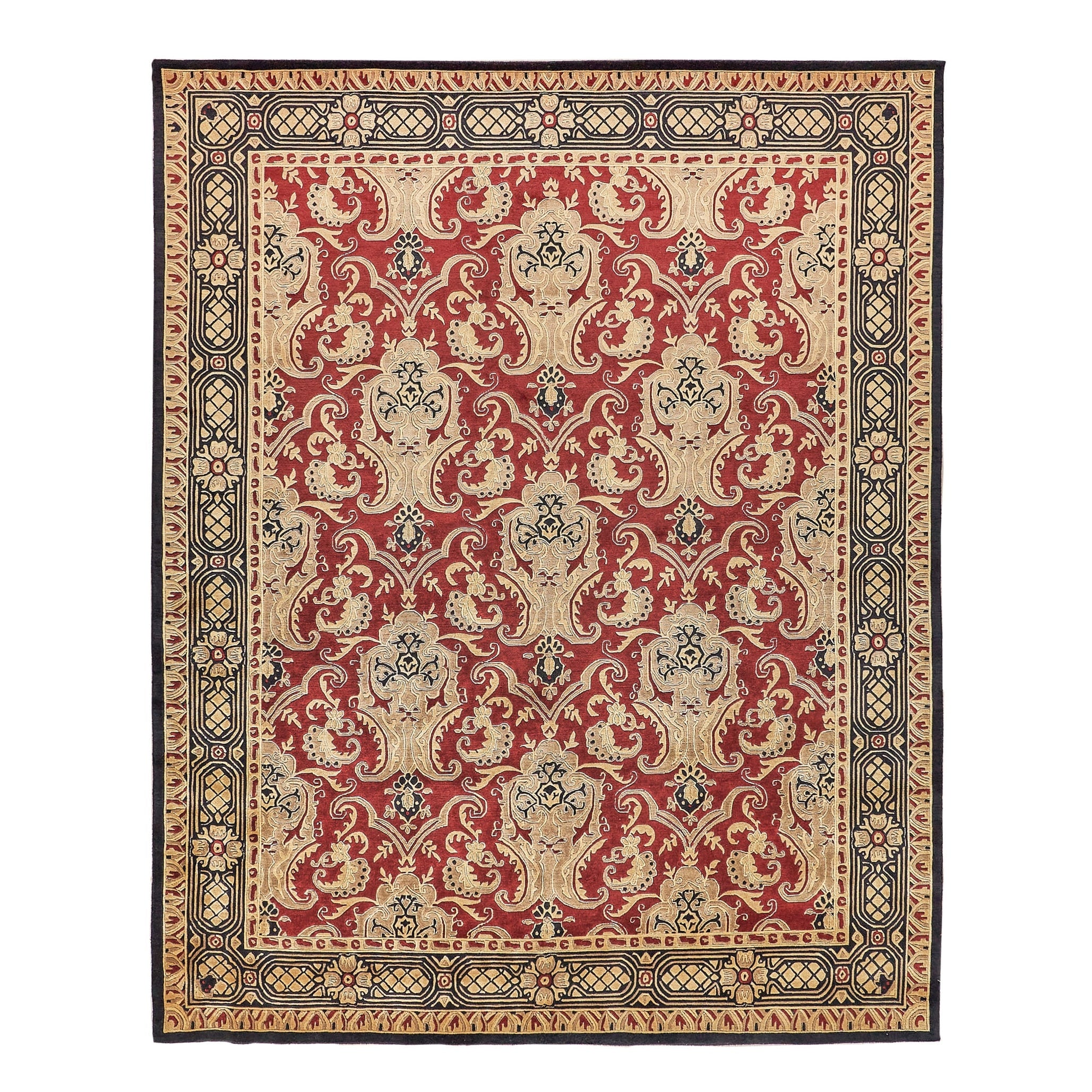 Contemporary Hand Knotted New Zealand Wool Burgundy Area Rug 8 X 10
