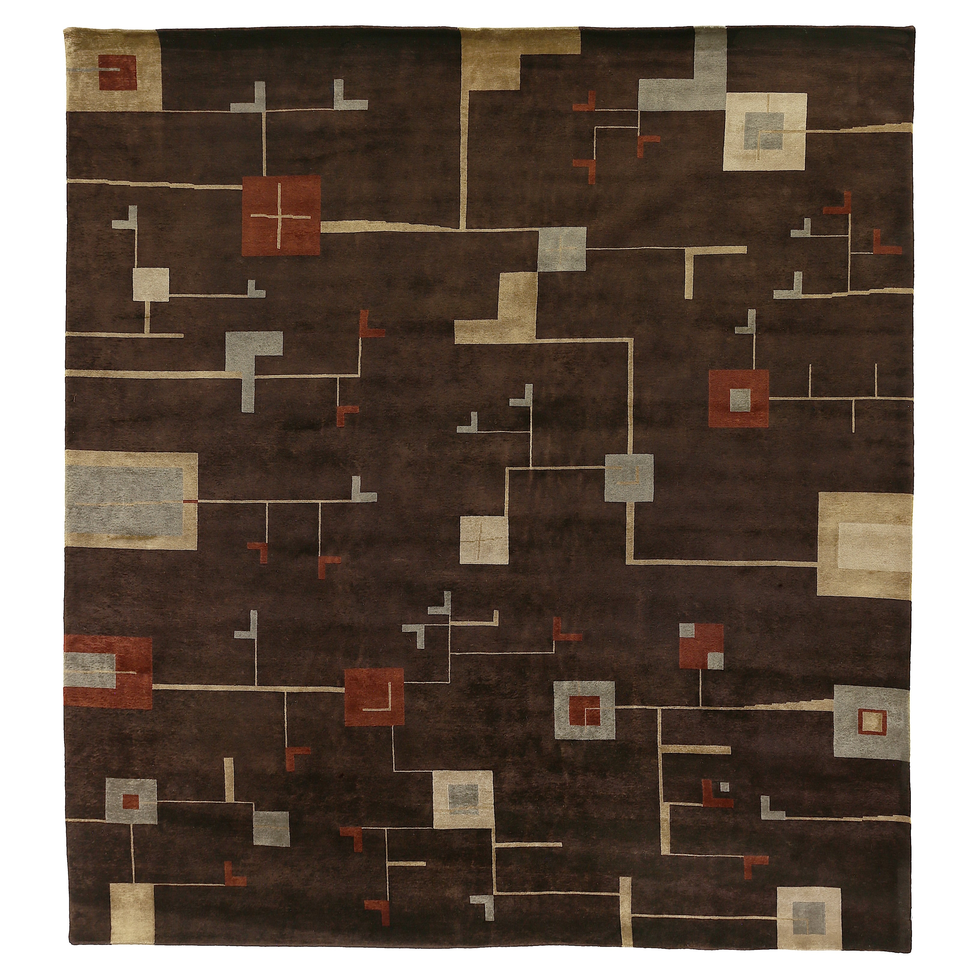 Contemporary Hand Knotted New Zealand Wool Plum Sage Area Rug 9 X 10