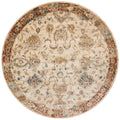 Traditional Antique Ivory Rust Floral Distressed Round Rug 96 X 96 Round