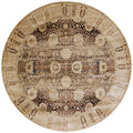 Traditional Brown Gold Floral Distressed Round Rug 96 X 96 Round