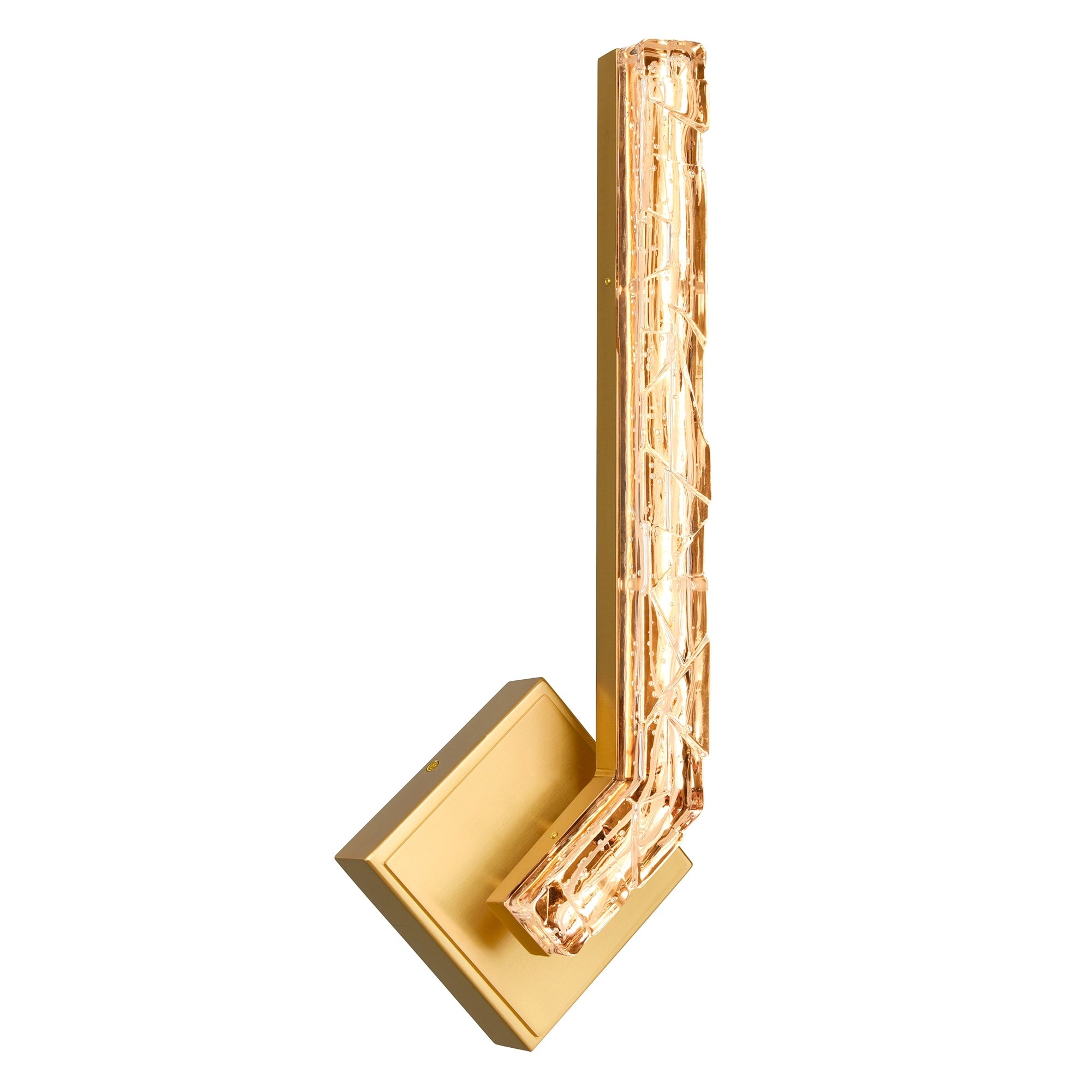 Contour Integrated Led 19In Brass Wall Light With Handcrafted Glass