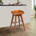 Contoured Seat Wooden Swivel Counter Stool With Angled Legs Walnut Brown