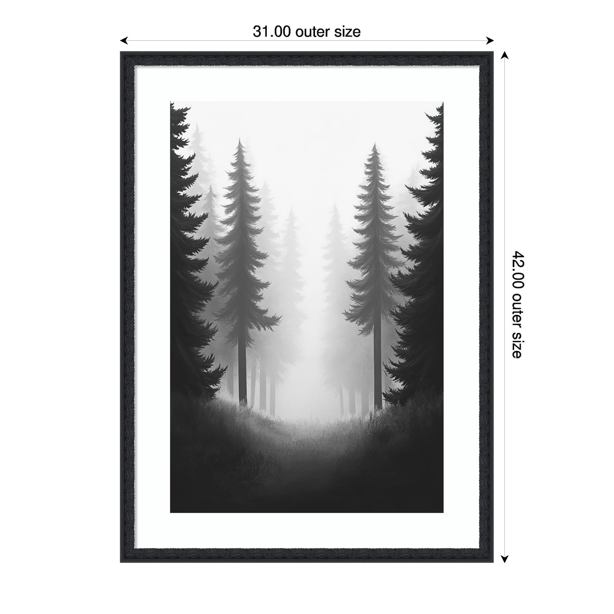 Contrast Trees No. 1 By Tradelink Inhouse Artist Wood Framed Wall Art Print Bethany Black