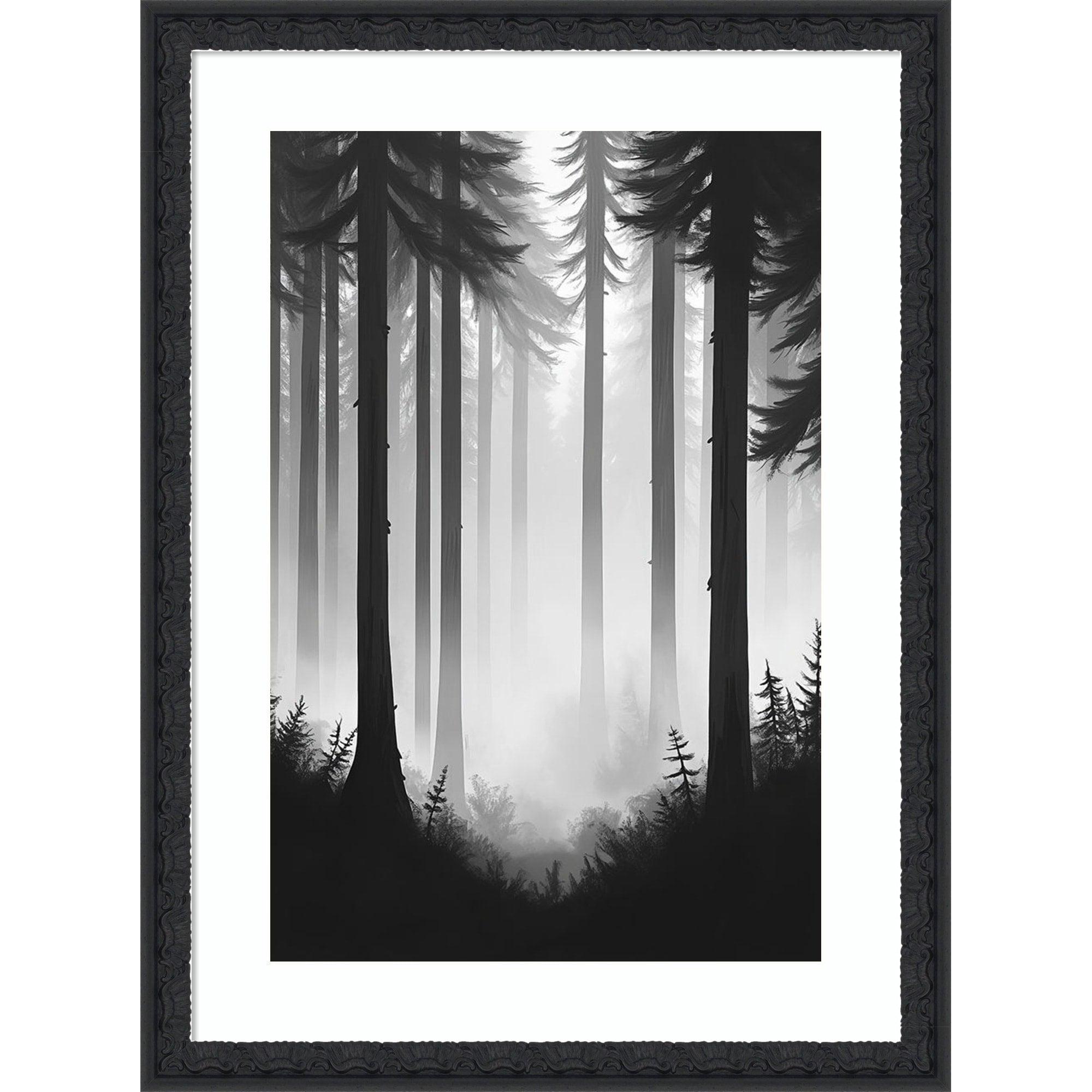 Contrast Trees No. 2 By Tradelink Inhouse Artist Wood Framed Wall Art Print Bethany Black