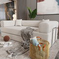 Convertible Couch Modular Sofa Bed With Wide Armrests Beige Upholstered Sofa Couch With Pillows For Living Room