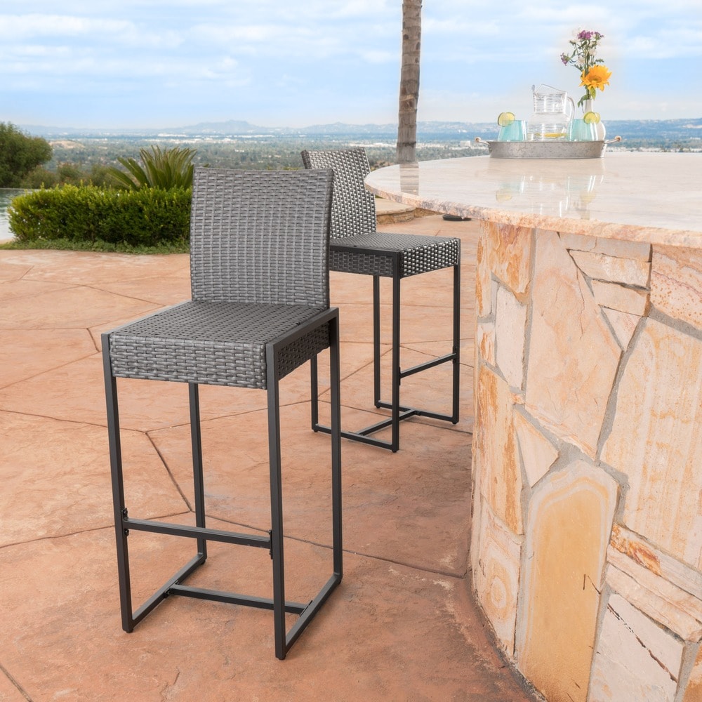 Conway Outdoor Wicker Barstool Set Of 2 By Christopher Knight Home