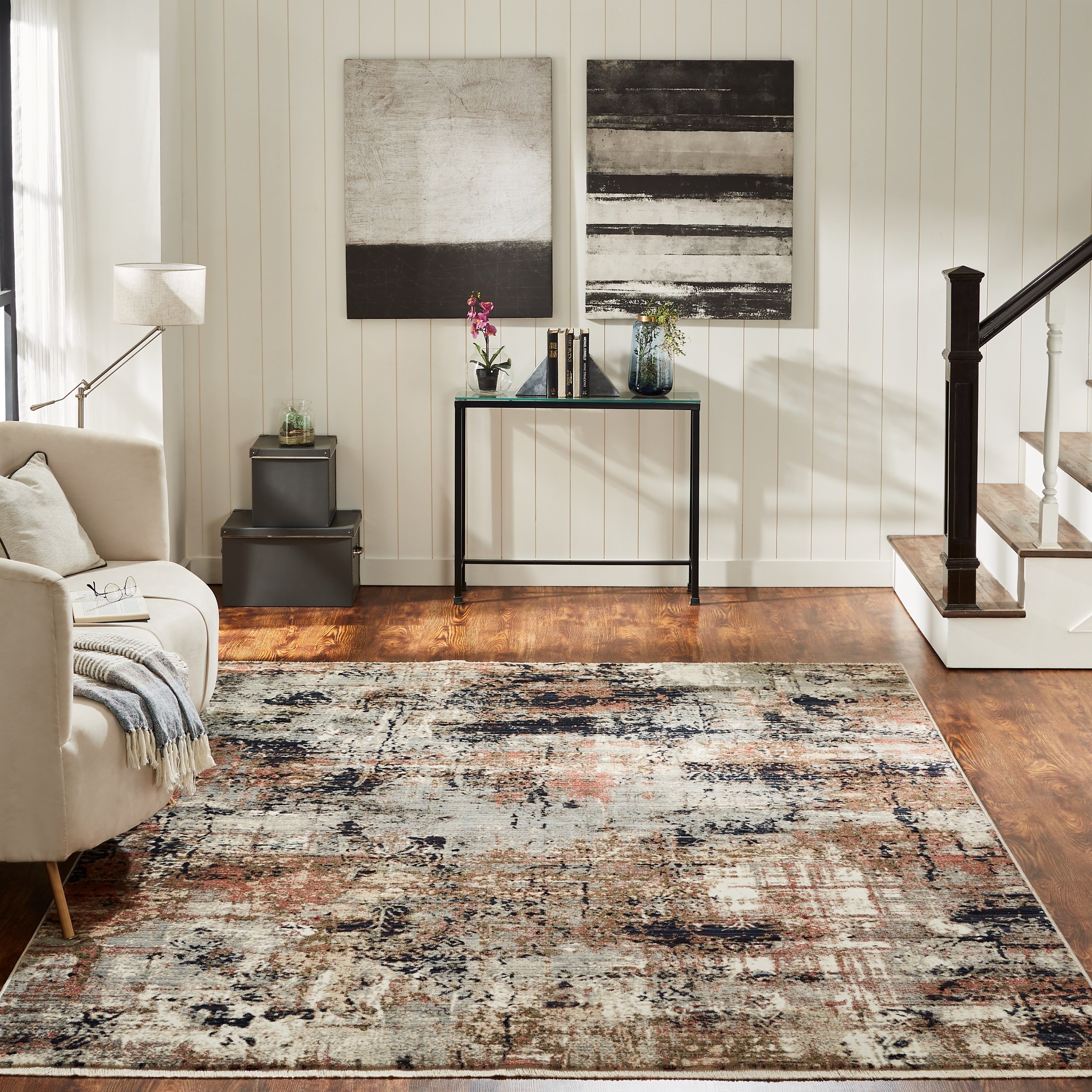 Cool Grey Spice Abstract Area Rug