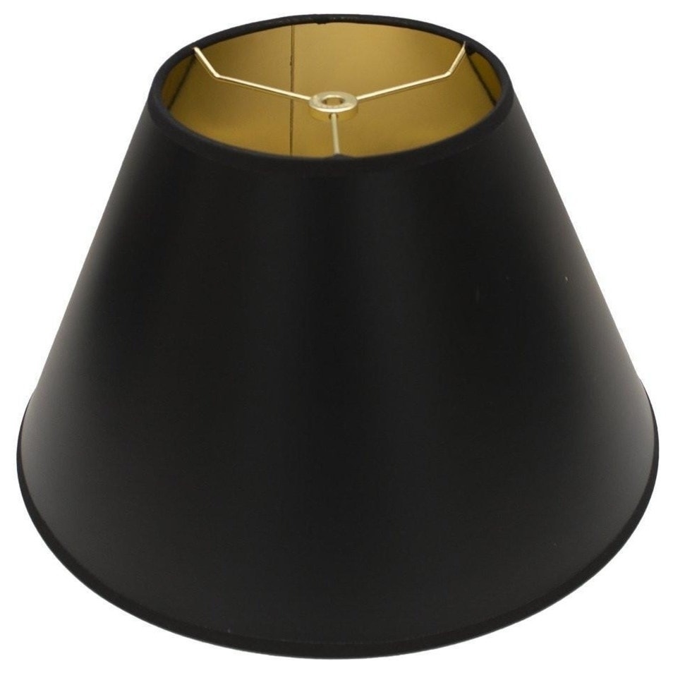 Conical Lamp Shade Black Parchment With Gold Liner 12 To 14 Bottom Size