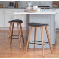 Copper Grove Albstadt Walnut And Faux Leather Saddle Counter Stools Set Of 2