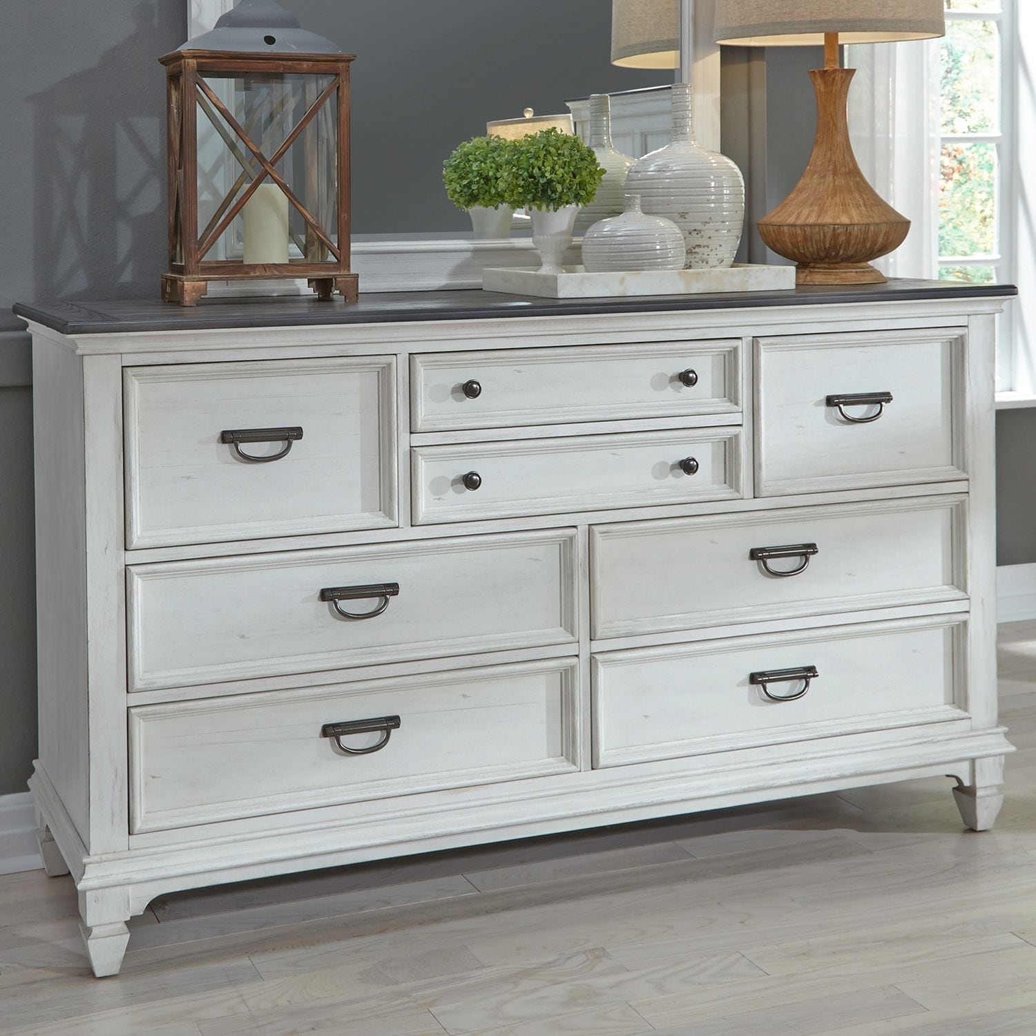 Allyson Park Wirebrushed White 8 Drawer Dresser