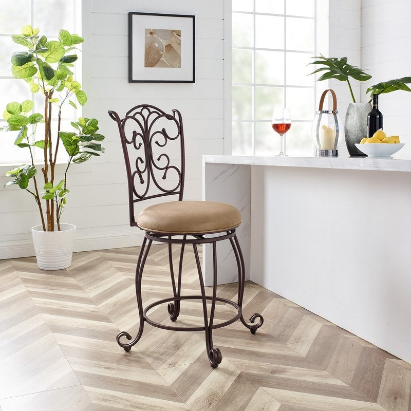 Copper Grove Amaranthus Metal Counter Stool Light Brown Polyester