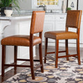 Carbon Loft Evan Caramel Vinyl Stationary Counter Stool