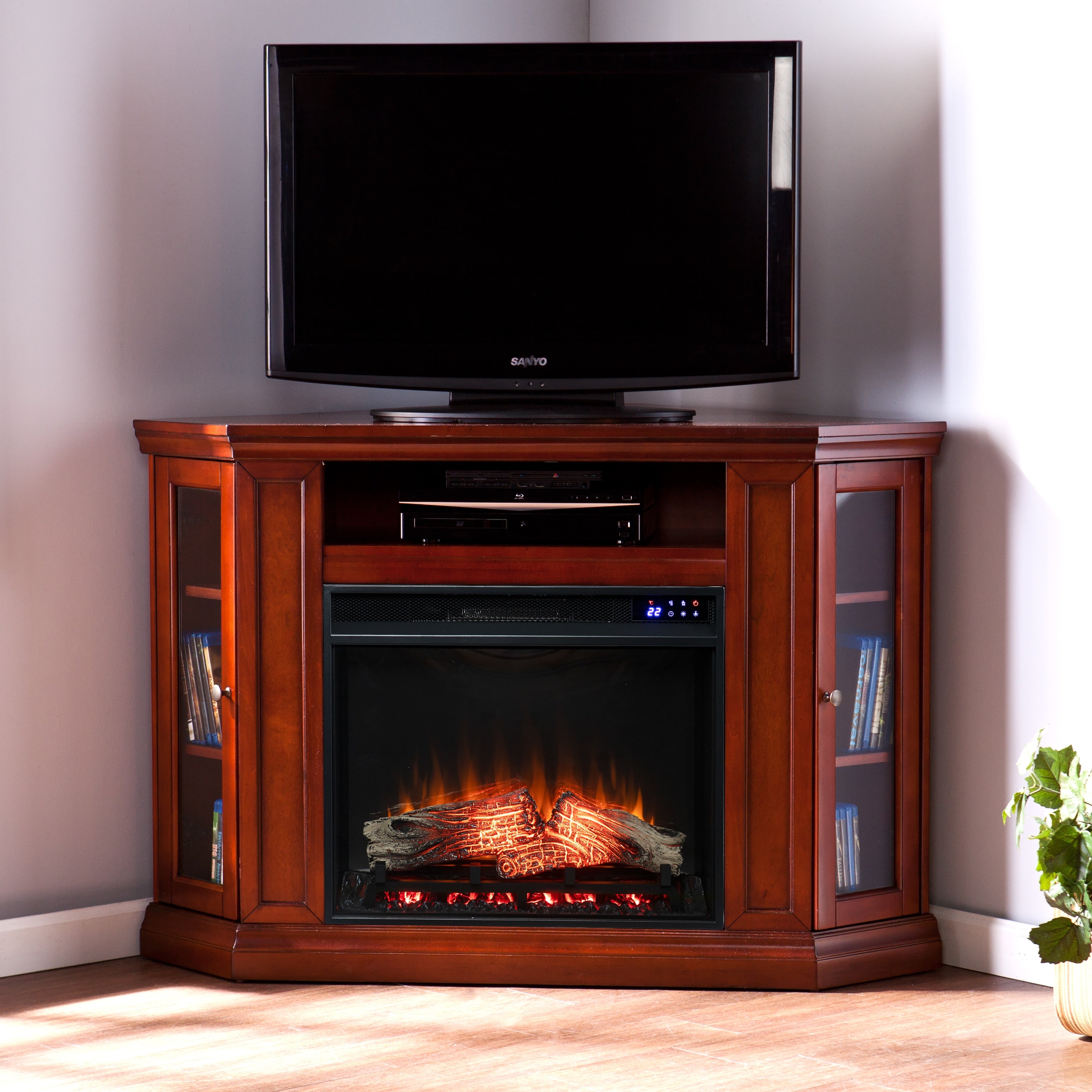 Copper Grove Argenteum Mahogany Media Console Electric Fireplace