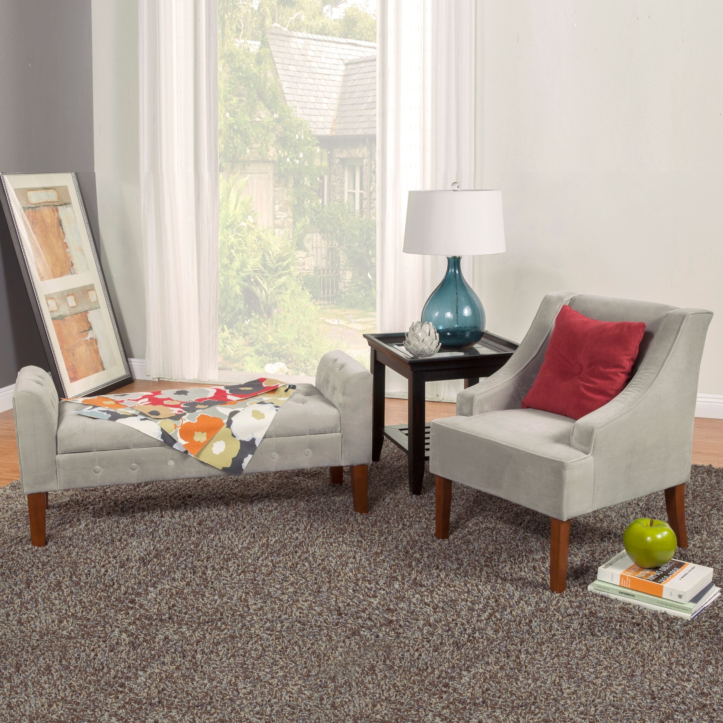 Copper Grove Arumdove Grey Velvet Settee Style Storage Bench