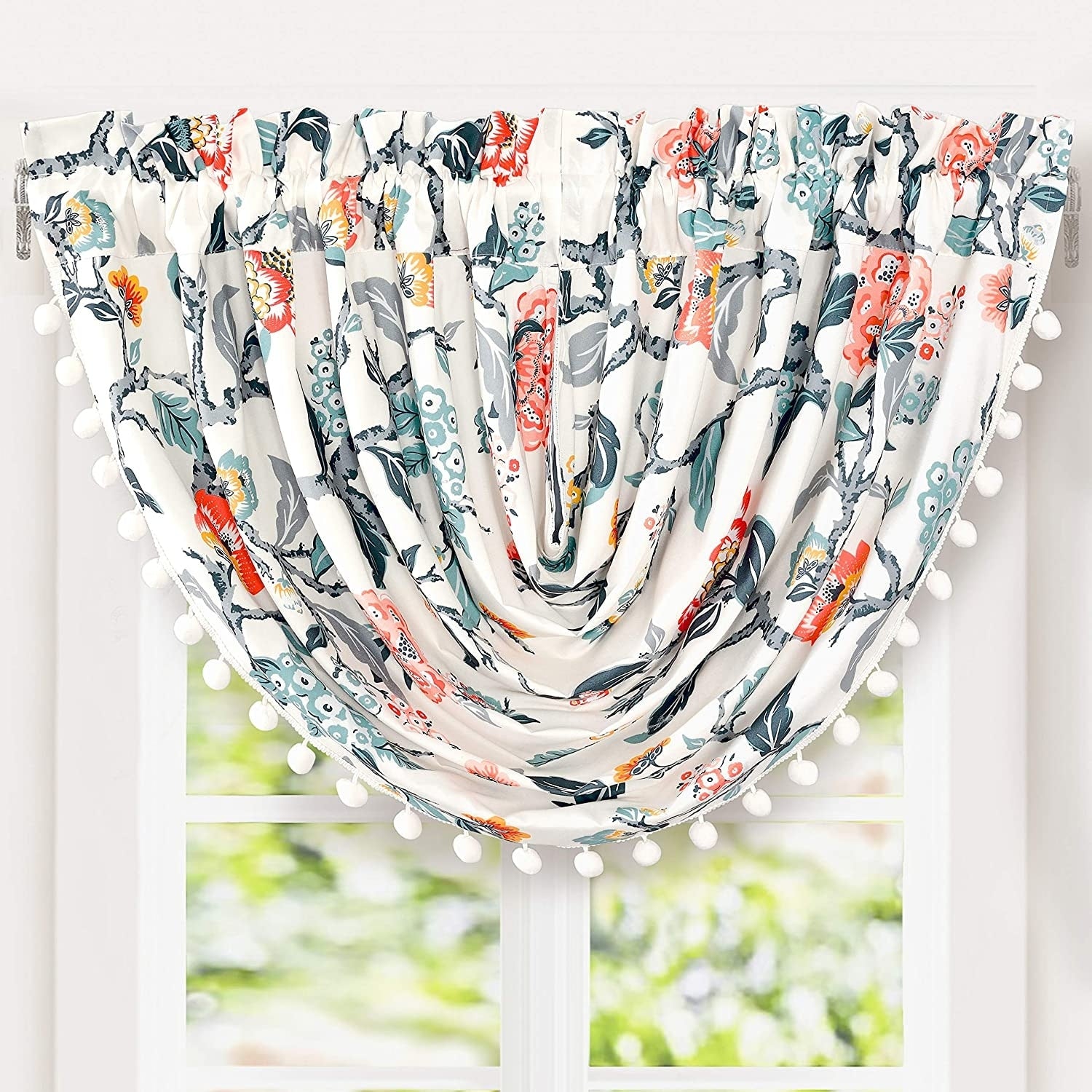 Driftaway Ada Sketch Waterfall Floral Swag Valance 52 Width X 18 Length