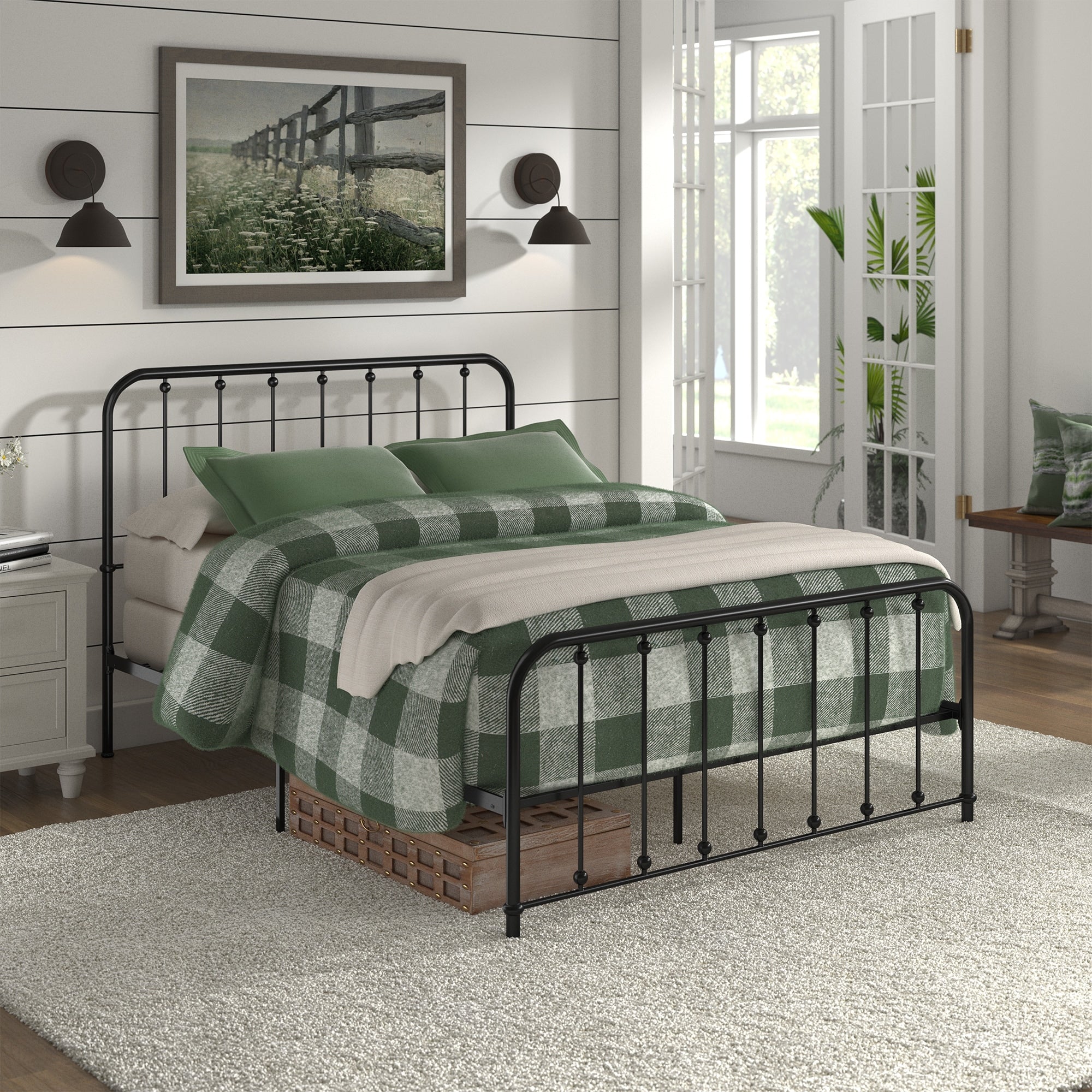 Copper Grove Balta Metal Bed With Beaded Headboard