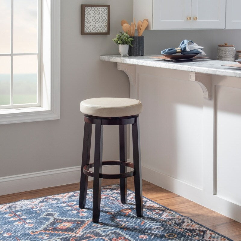 Copper Grove Bennery Backless Off White Swivel Seat Bar Stool