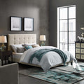 Melanie Queen Tufted Button Upholstered Fabric Platform Bed N A