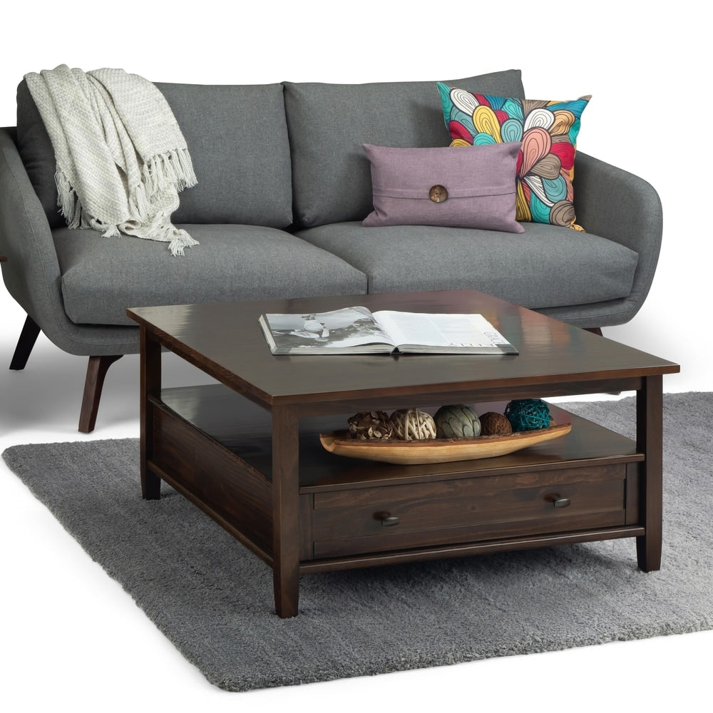 Copper Grove Buren 36 Inch Square Rustic Wood Coffee Table