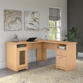 Cabot L Shaped Computer Desk By Bush Furniture In Heather Gray