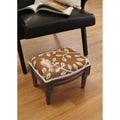 Copper Grove Castletown Caramel Upholstered Wood Footstool With Vine Accents